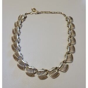 Vintage CORO Signed Gold Tone Link 16" Chain Collar Choker Necklace Retro‎ MCM